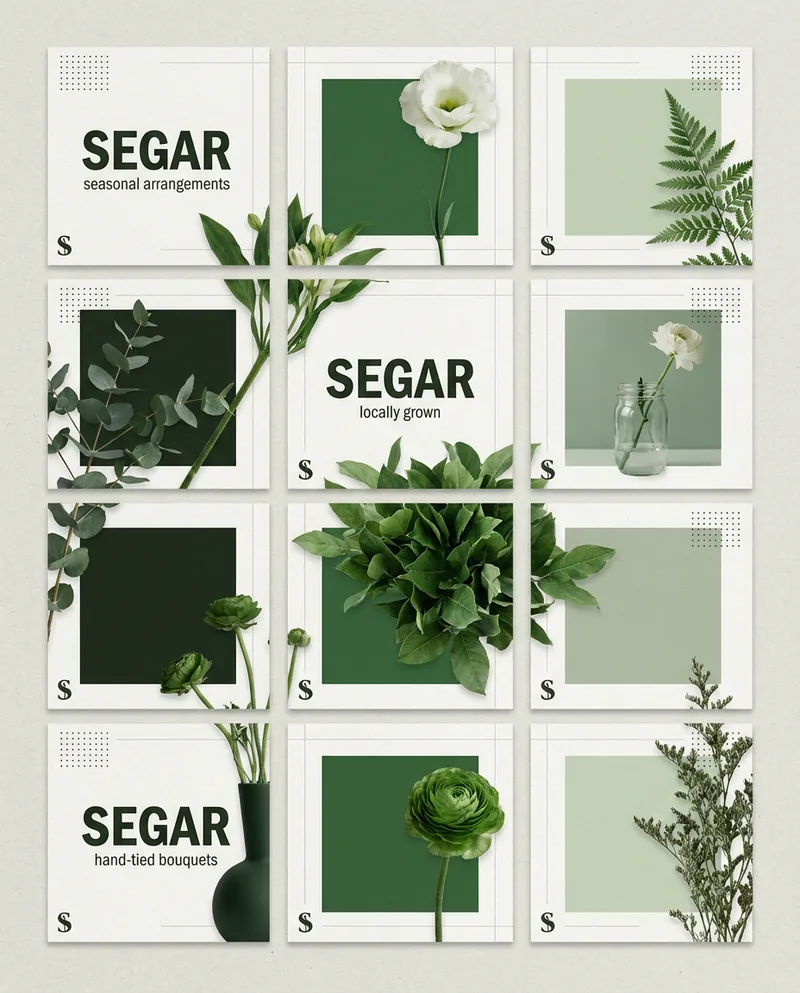 Nine-square social campaign grid for a florist