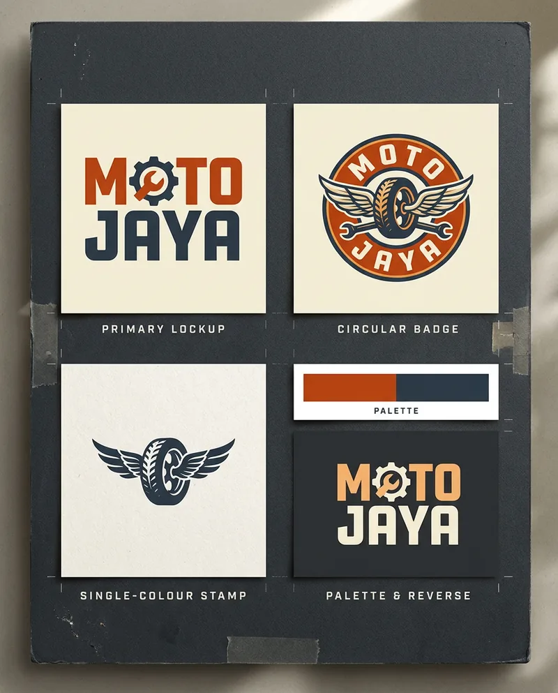 Logo suite for a motorcycle repair shop