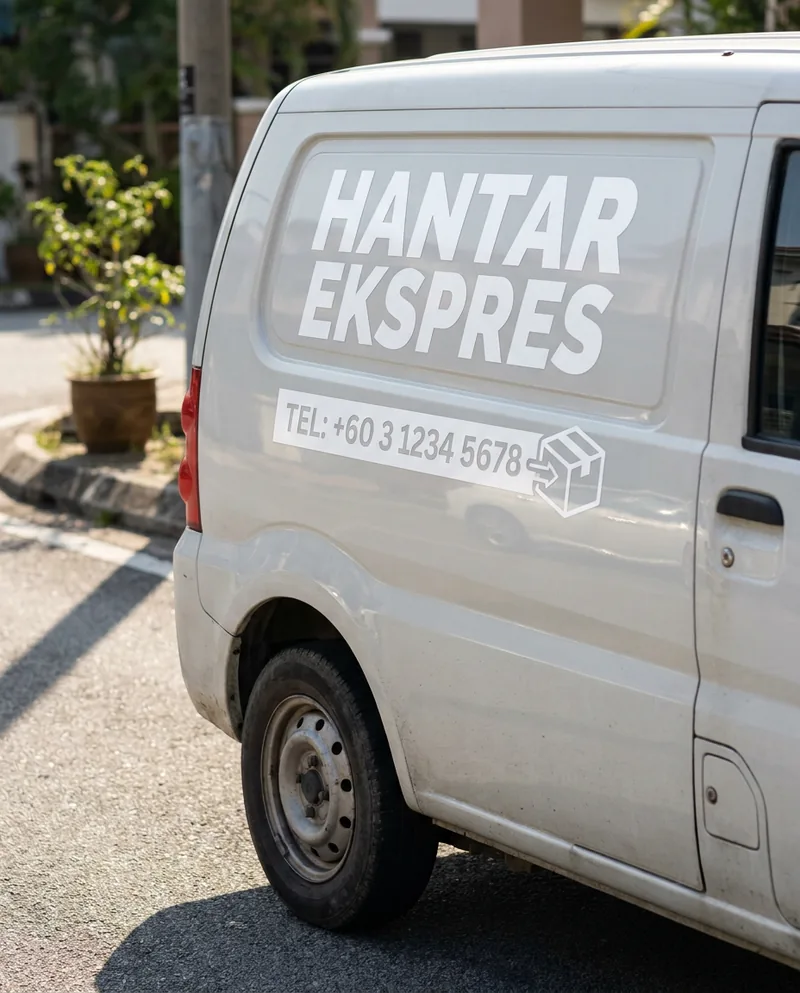 Delivery van with freshly applied vinyl livery