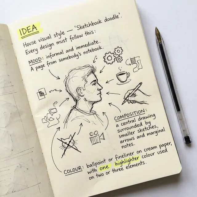 [object Object] — Loose pen drawings, notes in the margin, thinking out loud.