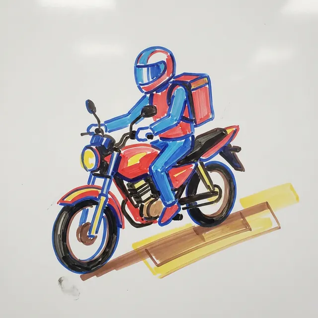 [object Object] — Thick marker strokes, flat colour, no shading.