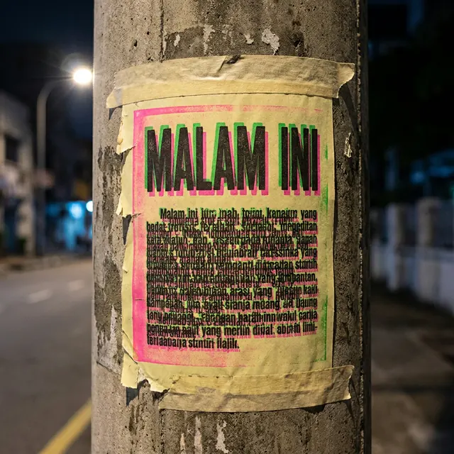 [object Object] — Photocopied, overprinted and stuck to a lamppost.