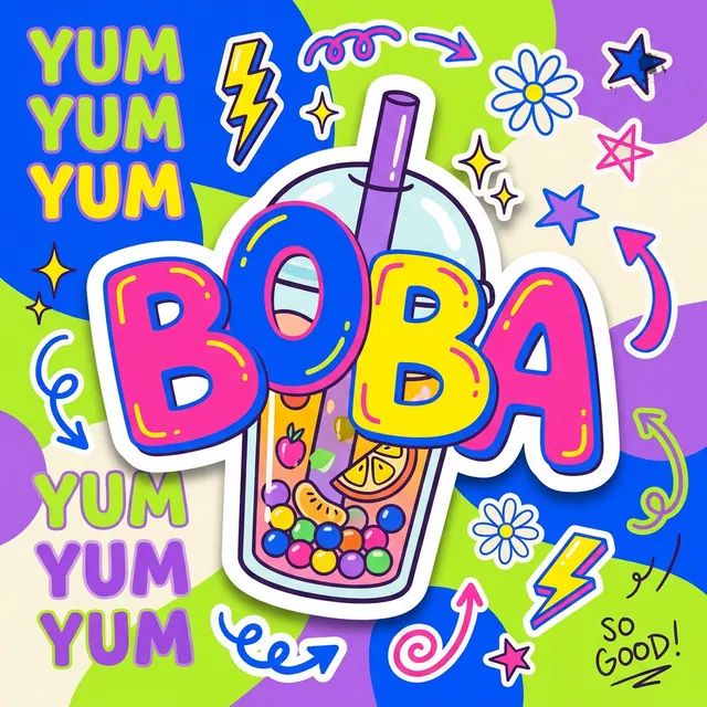 [object Object] — Chunky type, doodles and sparkles. Loud, young, full of character.