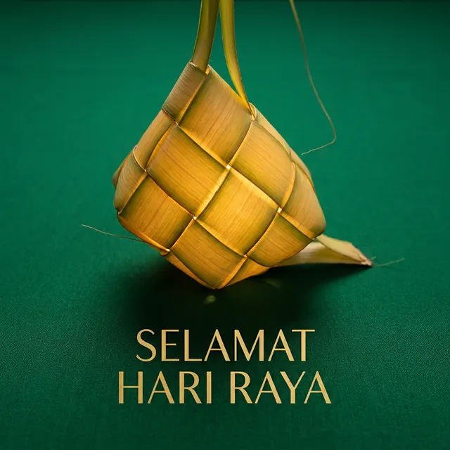 [object Object] — Ketupat, pelita, open-house warmth. Celebratory and clean.