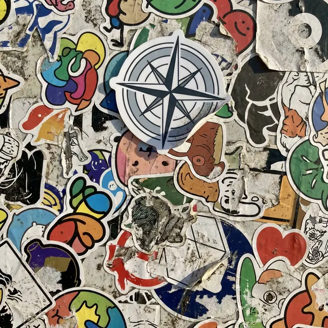 [object Object] — Stickers layered over each other until nothing shows through.