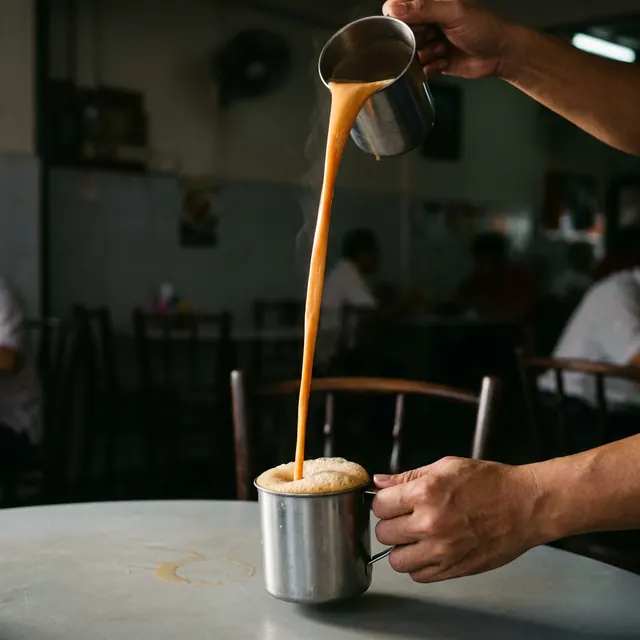 [object Object] — Tea stretched between two cups, caught mid-air.