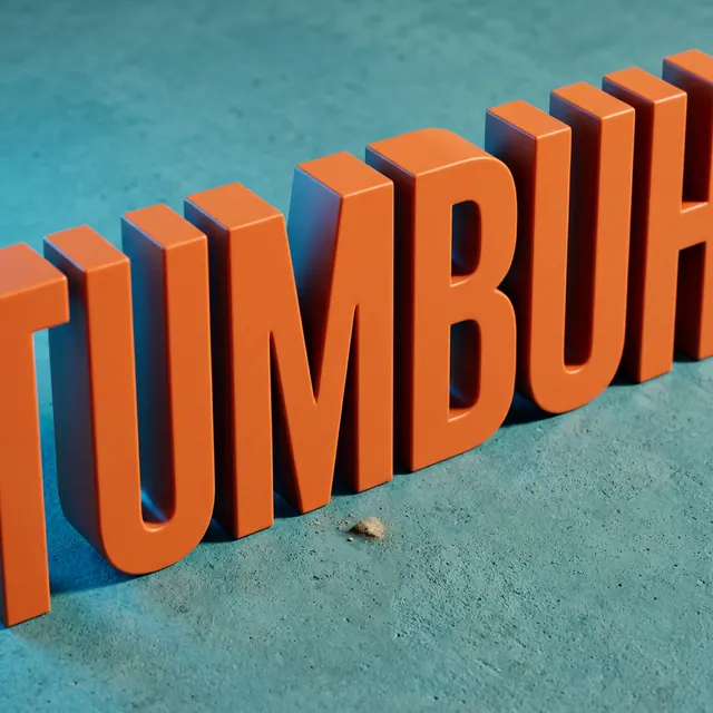 [object Object] — Letters as solid objects — extruded, lit, casting shadows.